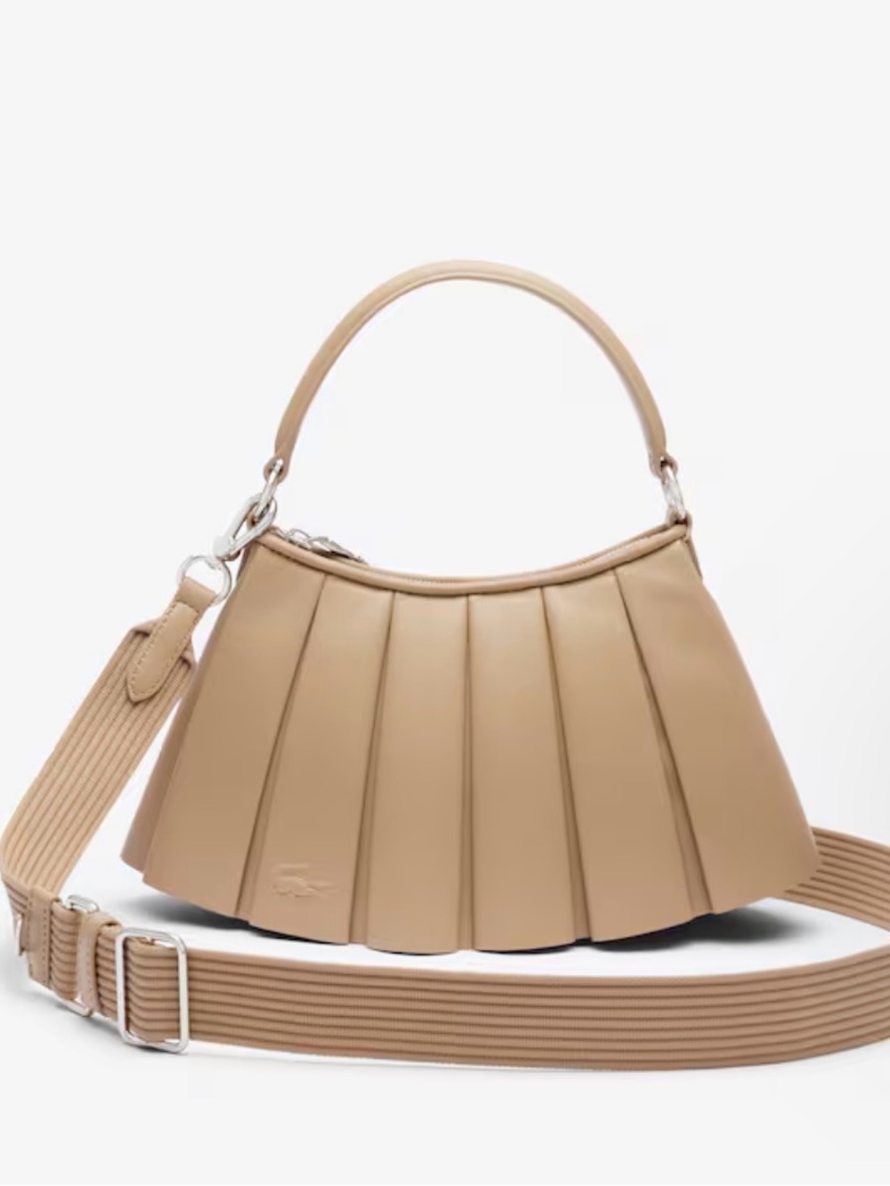 NWOT Lacoste Small Lenglen Beige Leather Bag